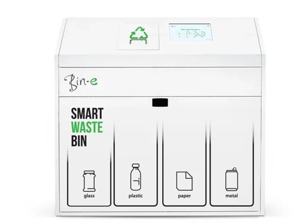 BinE Smart Waste bin afvalreductie machine met vulgraadsensor en databeheer en management Circular Offices smart city Green Trash BV