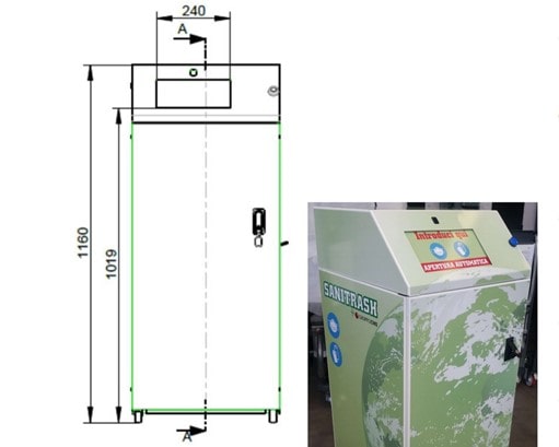 Sanitrash afmetingen plug en play systeem vulgraadsensor afvalbak voor ziekenhuizen en speciaal afval